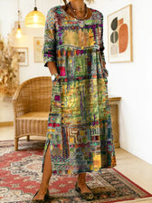 Manuela | Denim-Kleid mit ethnischen Patchwork-Details