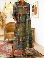 Manuela | Denim-Kleid mit ethnischen Patchwork-Details