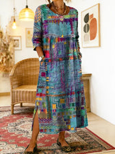 Manuela | Denim-Kleid mit ethnischen Patchwork-Details