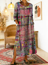 Manuela | Denim-Kleid mit ethnischen Patchwork-Details