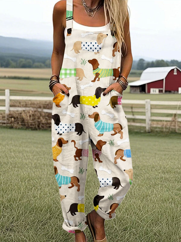 Florenz | Verspielter Hundedruck Jumpsuit