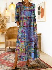 Manuela | Denim-Kleid mit ethnischen Patchwork-Details