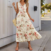 Blumenkleid ohne Ärmel in Maxilänge