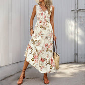 Blumenkleid ohne Ärmel in Maxilänge