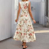 Blumenkleid ohne Ärmel in Maxilänge