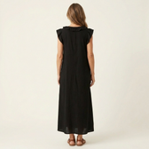 Josette | Rüschenschnitt V-Ausschnitt Leinen Maxikleid
