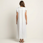 Josette | Rüschenschnitt V-Ausschnitt Leinen Maxikleid