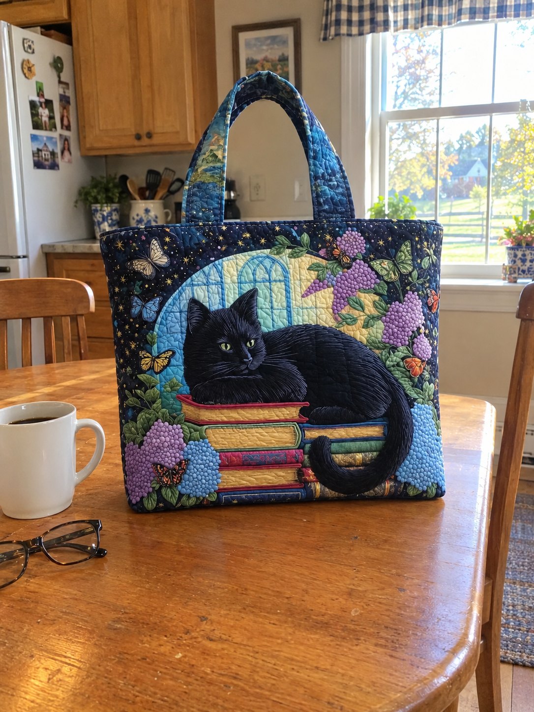 Die Katzen-Tasche am Tag der Lieferung auf dem Küchentisch