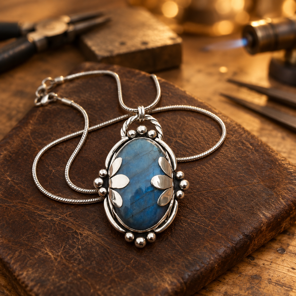 Vintage Blau Stein Halskette