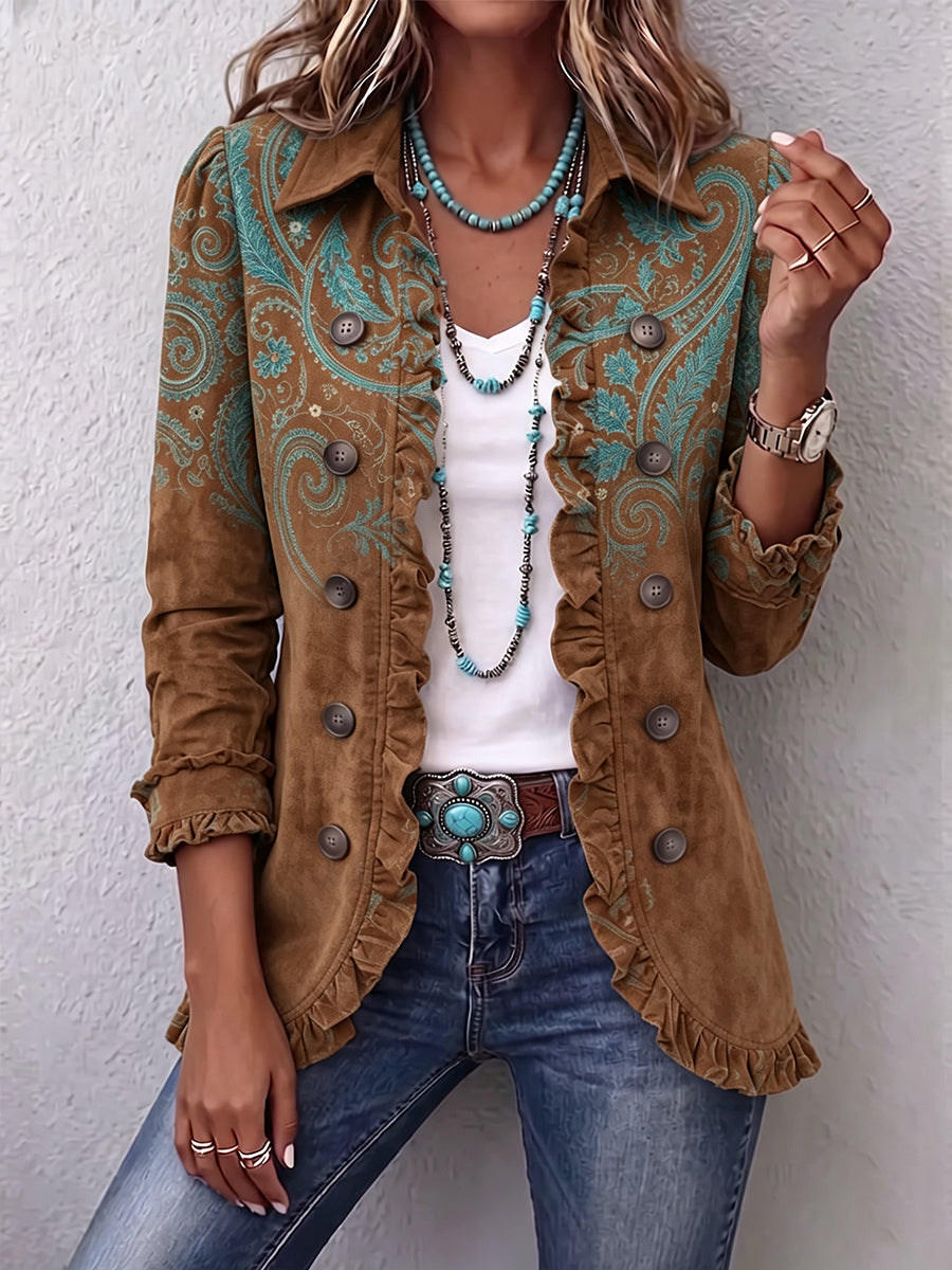Goldenridge™ | Paisley-Druck Rüschensakko