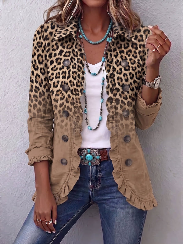 Tawny™ | Vintage Leopard Gradient Rüschjacke