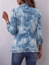 Jemison™ | Boho-Stil Gradient Vintage Botanischer Druck Rüschendetail Jacke