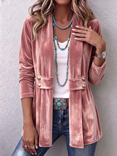 Holliwell™ | Vintage Reversknopf-Akzent Langarm Offene Vorderjacke