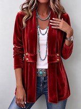Holliwell™ | Vintage Reversknopf-Akzent Langarm Offene Vorderjacke
