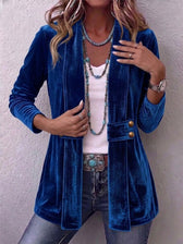 Holliwell™ | Vintage Reversknopf-Akzent Langarm Offene Vorderjacke