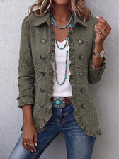 Kamberly™ | Boho-Chic Blumen Utility Rüschensaum Jacke