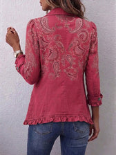 Anouk™ | Vintage Paisley Druck Rüschjacke