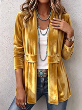 Holliwell™ | Vintage Reversknopf-Akzent Langarm Offene Vorderjacke