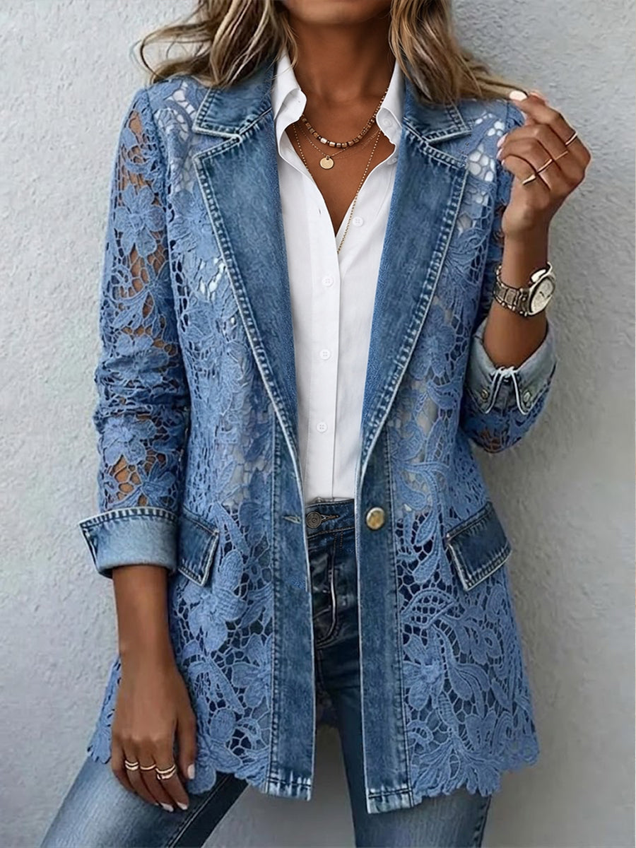 Lacinda™ | Blazerjacke mit floralen Spitzenpaneelen