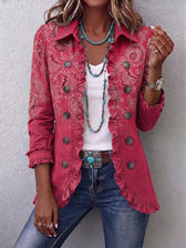 Anouk™ | Vintage Paisley Druck Rüschjacke
