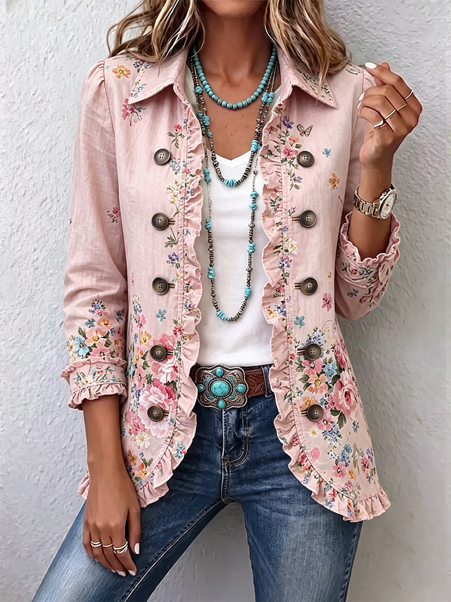 Bettany™ | Florale Rüschenschnappjacke