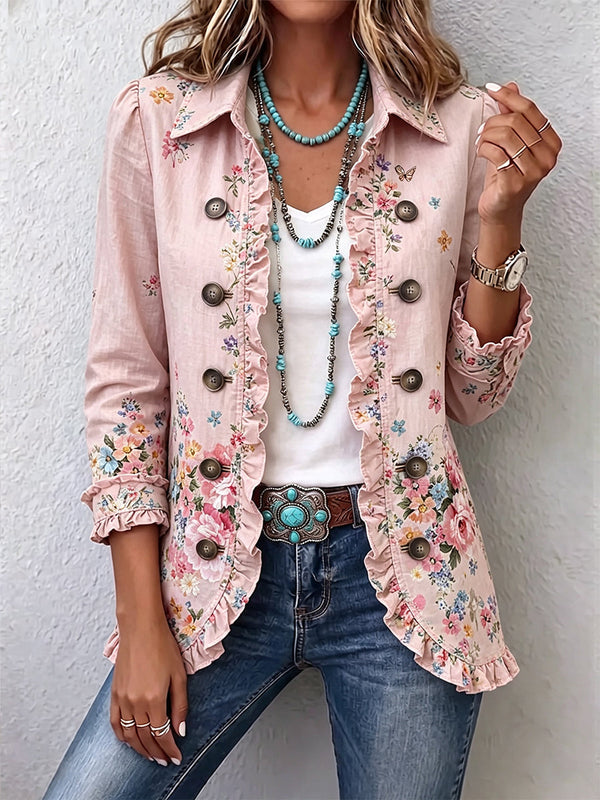 Bettany™ | Florale Rüschenschnappjacke