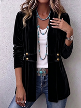 Holliwell™ | Vintage Reversknopf-Akzent Langarm Offene Vorderjacke