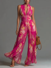 Zakira | Plissierter Neckholder-Jumpsuit mit weitem Bein