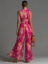 Zakira | Plissierter Neckholder-Jumpsuit mit weitem Bein